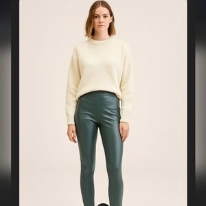 Zara Faux Leather Pants Ankle Zip in Green